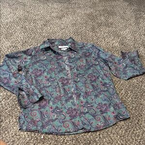 Foxcroft Green and Purple Paisley Shirt
